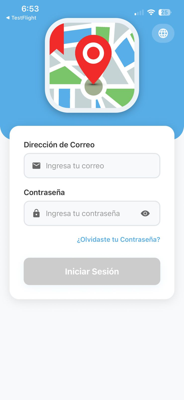 Pantalla de la app: reportes